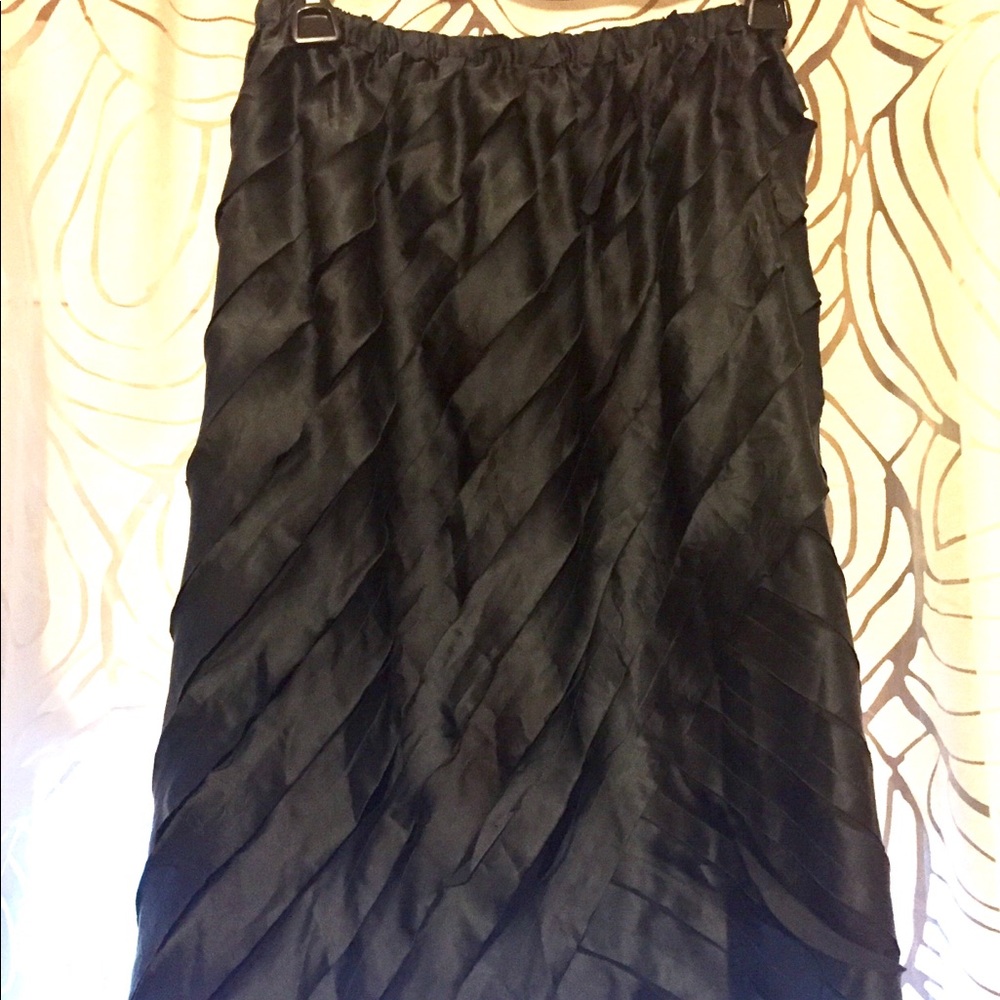 SILK SATIN black A line skirt